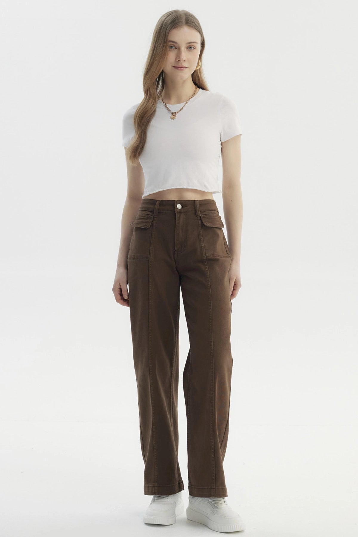 Jeans Mujer Baggy Moda Café