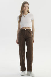 Jeans Mujer Baggy Moda Café