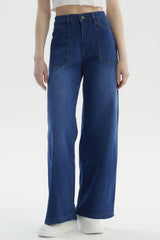 Jeans Wide Leg Mujer Azul Oscuro