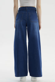 Jeans Mujer Wide Leg Azul Oscuro