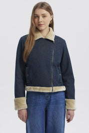 Chaqueta Mujer Cuello De Solapa Azul Oscuro