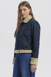 Chaqueta Mujer Cuello De Solapa Azul Oscuro
