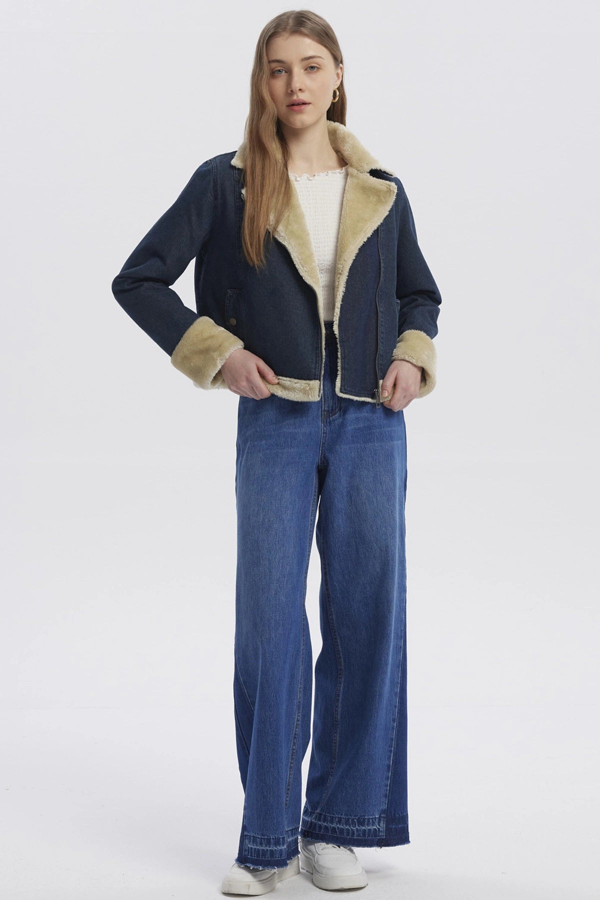 Chaqueta Mujer Cuello De Solapa Azul Oscuro