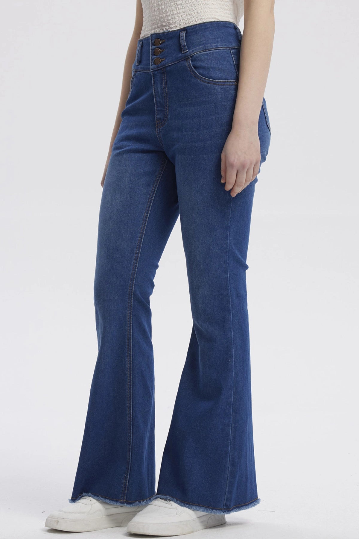 Jeans Mujer Moda Flare Azul Oscuro