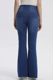Jeans Mujer Moda Flare Azul Oscuro
