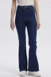Jeans Mujer Moda Flare Azul Oscuro