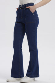 Jeans Mujer Moda Flare Azul Oscuro