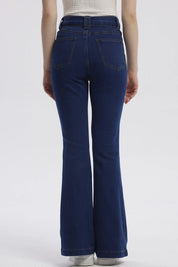 Jeans Mujer Moda Flare Azul Oscuro