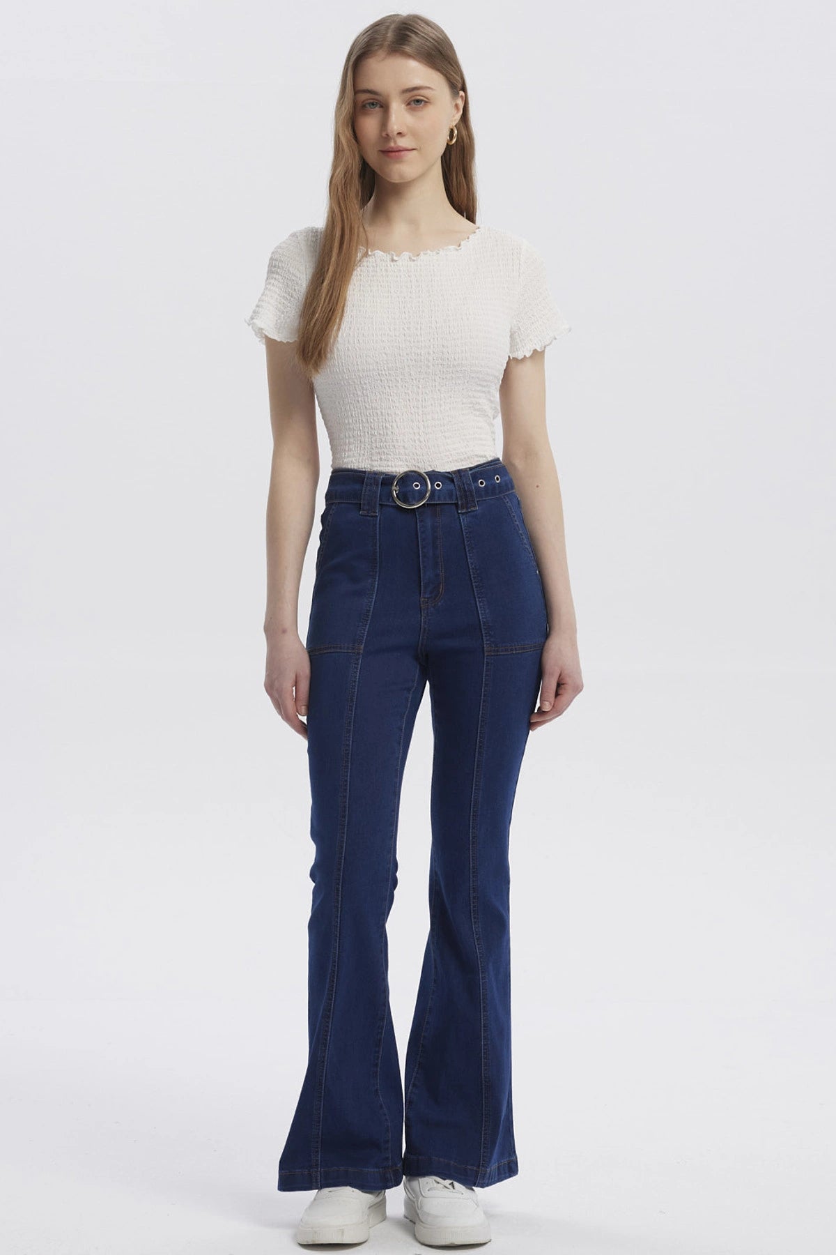 Jeans Mujer Moda Flare Azul Oscuro