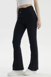 Jeans Mujer Moda Flare Negro