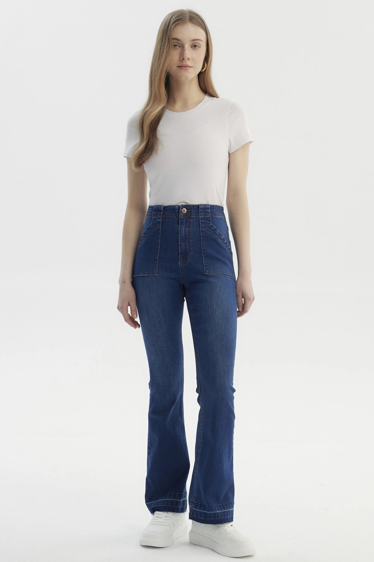Jeans Mujer Moda Flare Azul Oscuro