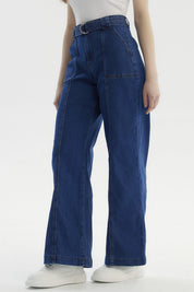 Jeans Mujer Palazzo Azul Oscuro