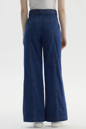 Jeans Mujer Palazzo Azul Oscuro