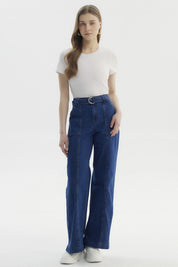Jeans Mujer Palazzo Azul Oscuro