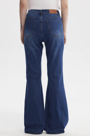 Jeans Mujer Moda Flare Azul Oscuro