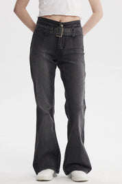 Jeans Mujer Moda Flare Negro