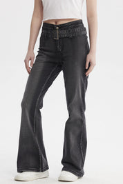 Jeans Mujer Moda Flare Negro