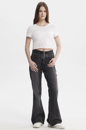 Jeans Mujer Moda Flare Negro