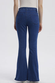 Jeans Mujer Moda Flare Azul Oscuro