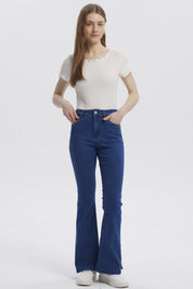Jeans Mujer Moda Flare Azul Oscuro