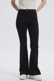 Jeans Mujer Moda Flare Negro