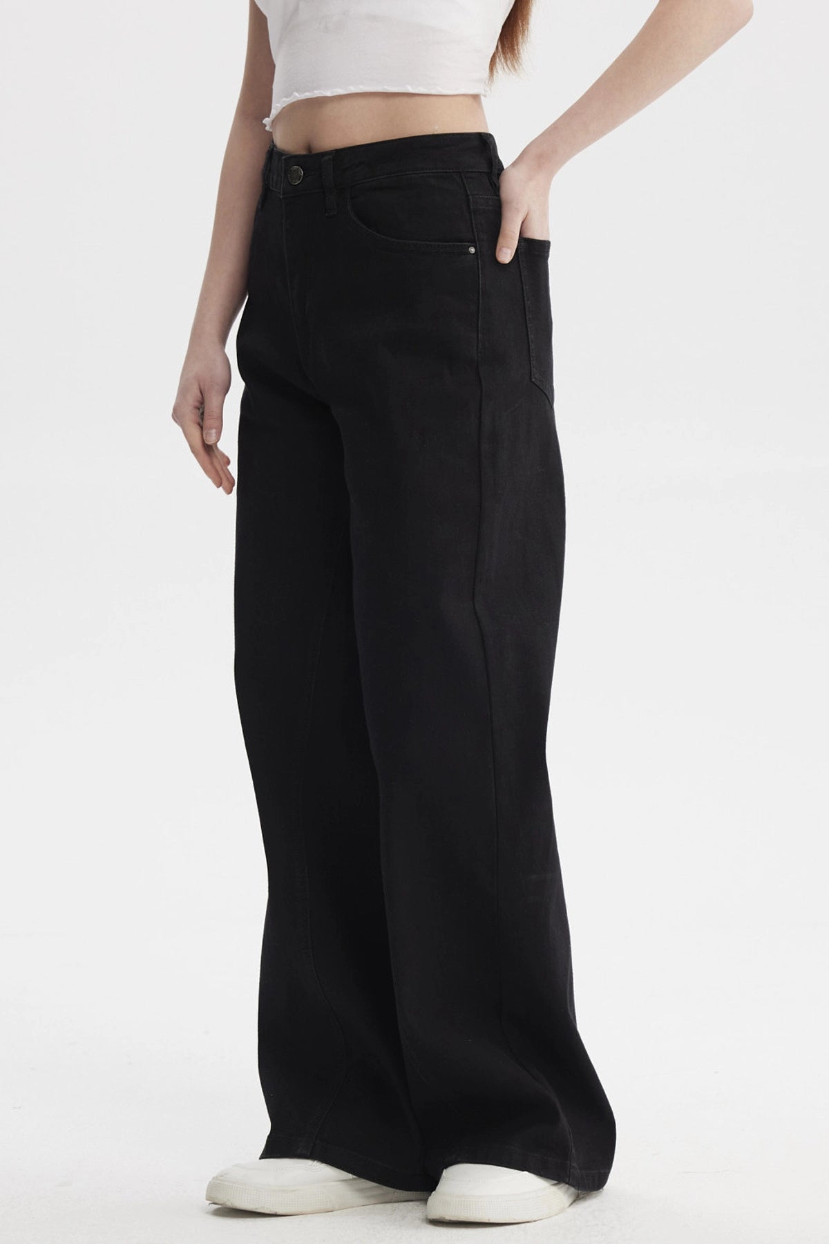 Jeans Mujer Wide Leg Negro