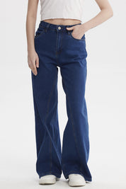 Jeans Mujer Wide Leg Azul Oscuro