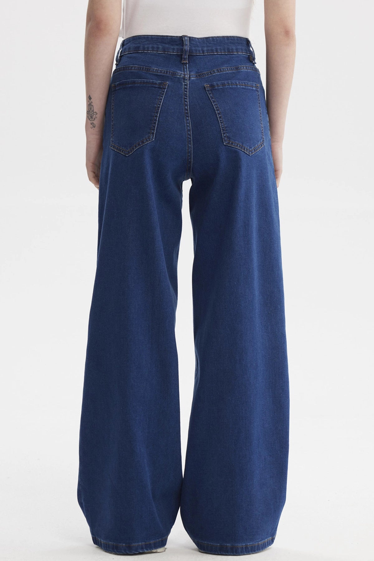 Jeans Mujer Wide Leg Azul Oscuro