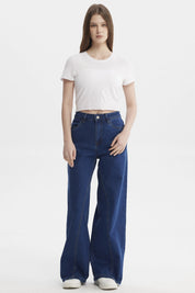 Jeans Mujer Wide Leg Azul Oscuro