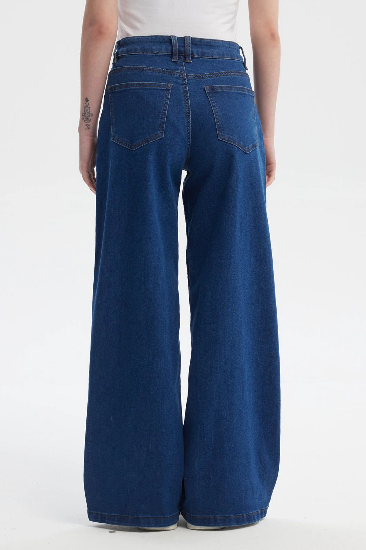 Jeans Mujer Wide Leg Azul Oscuro