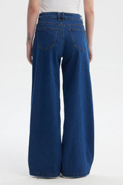 Jeans Mujer Wide Leg Azul Oscuro
