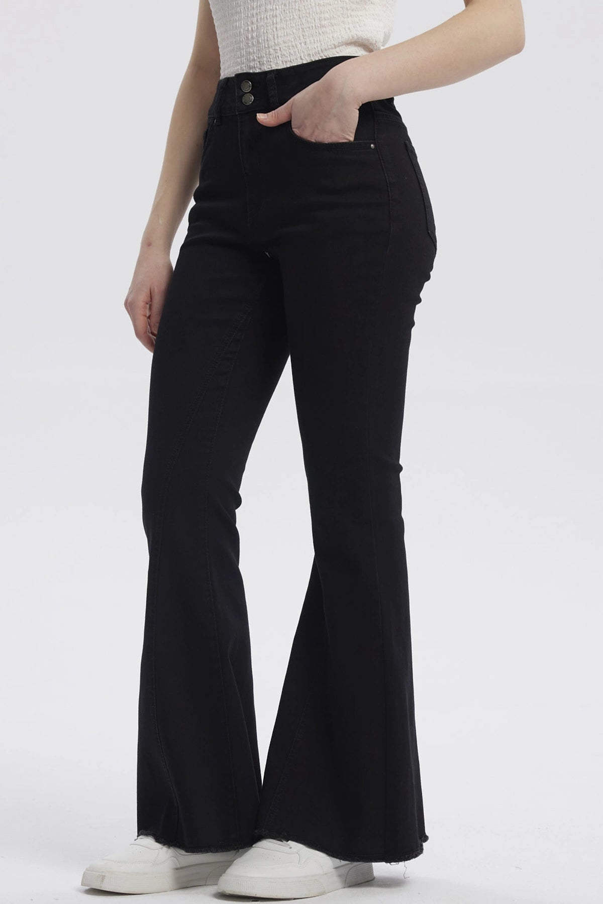 Jeans Mujer Moda Flare Negro