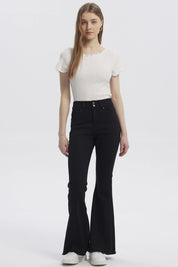 Jeans Mujer Moda Flare Negro
