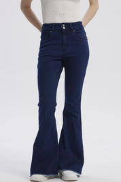 Jeans Mujer Moda Flare Azul Indigo
