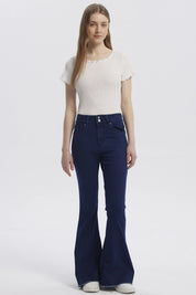 Jeans Mujer Moda Flare Azul Indigo