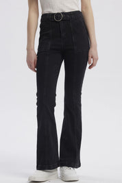 Jeans Mujer Moda Flare Negro