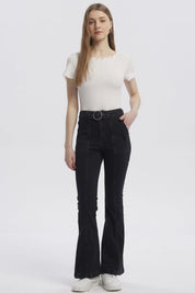 Jeans Mujer Moda Flare Negro