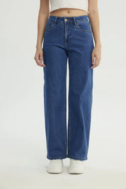 Jeans Mujer Calce Recto Azul Oscuro