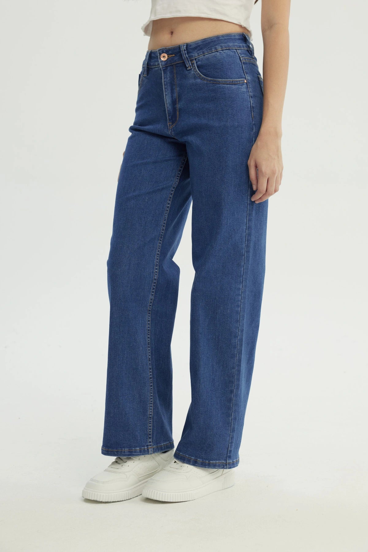 Jeans Mujer Calce Recto Azul Oscuro