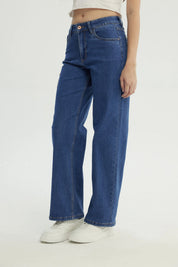 Jeans Mujer Calce Recto Azul Oscuro