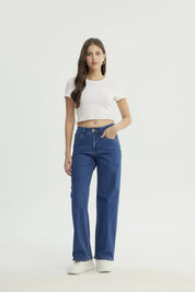 Jeans Mujer Calce Recto Azul Oscuro