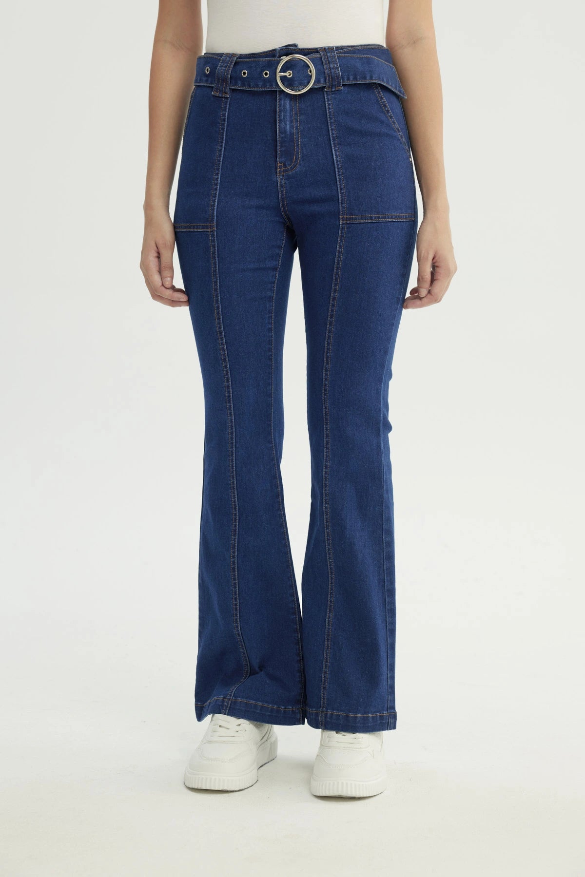 Jeans Mujer Flare Azul Oscuro