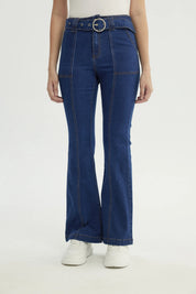 Jeans Mujer Flare Azul Oscuro