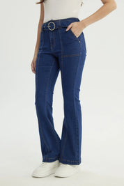 Jeans Mujer Flare Azul Oscuro