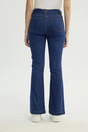 Jeans Mujer Flare Azul Oscuro