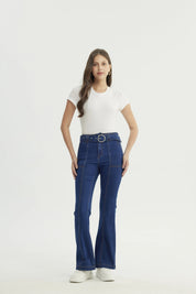 Jeans Mujer Flare Azul Oscuro