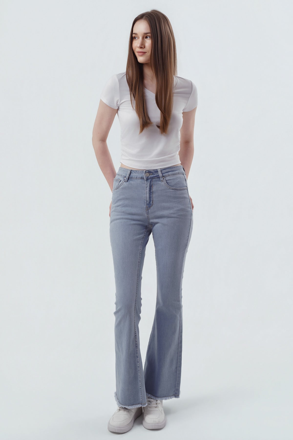 Jeans Flare Mujer Celeste