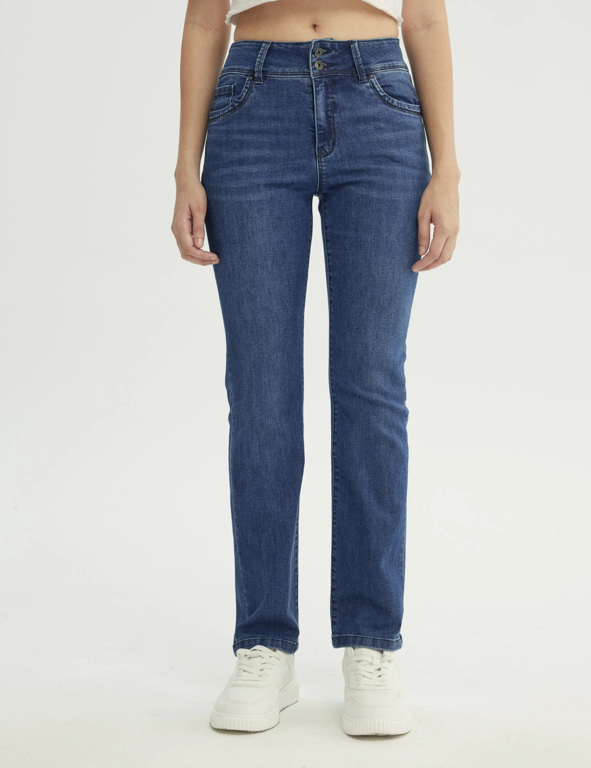 Jeans Calce Recto Mujer Azul Oscuro