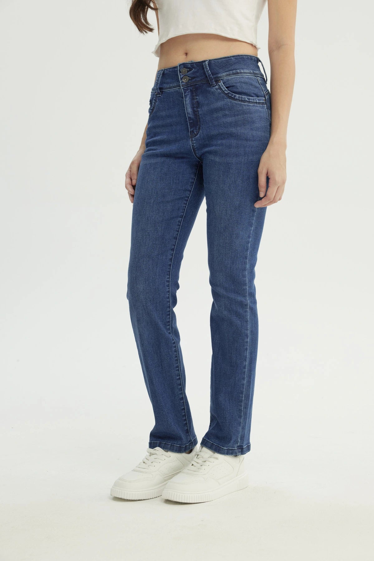 Jeans Mujer Calce Recto Azul Oscuro