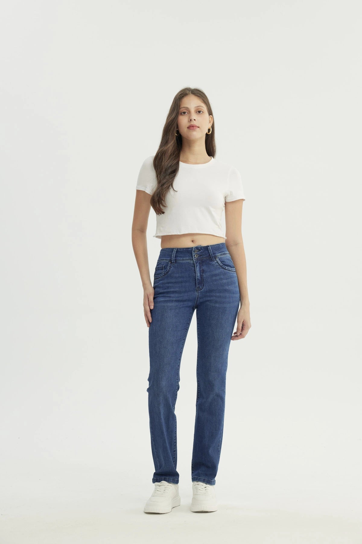 Jeans Mujer Calce Recto Azul Oscuro